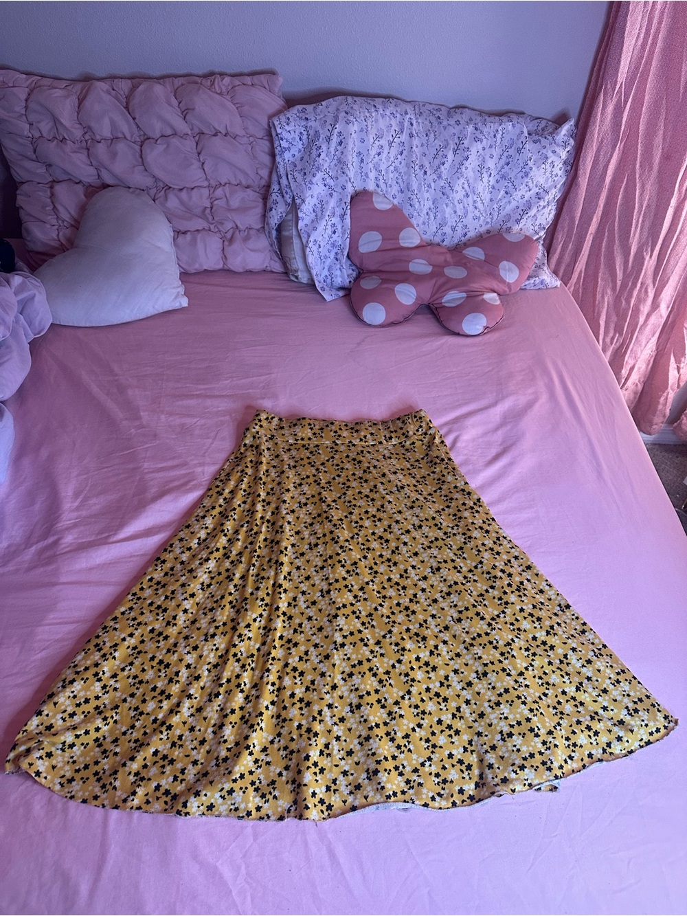 Floral Yellow High-Low Skirt